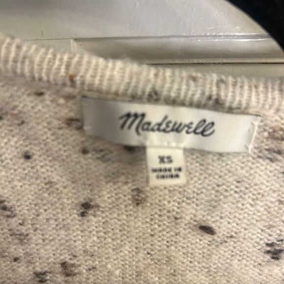 Women's Madewell Cardigan Sweater XS White Black wool blend - Picture 4 of 13